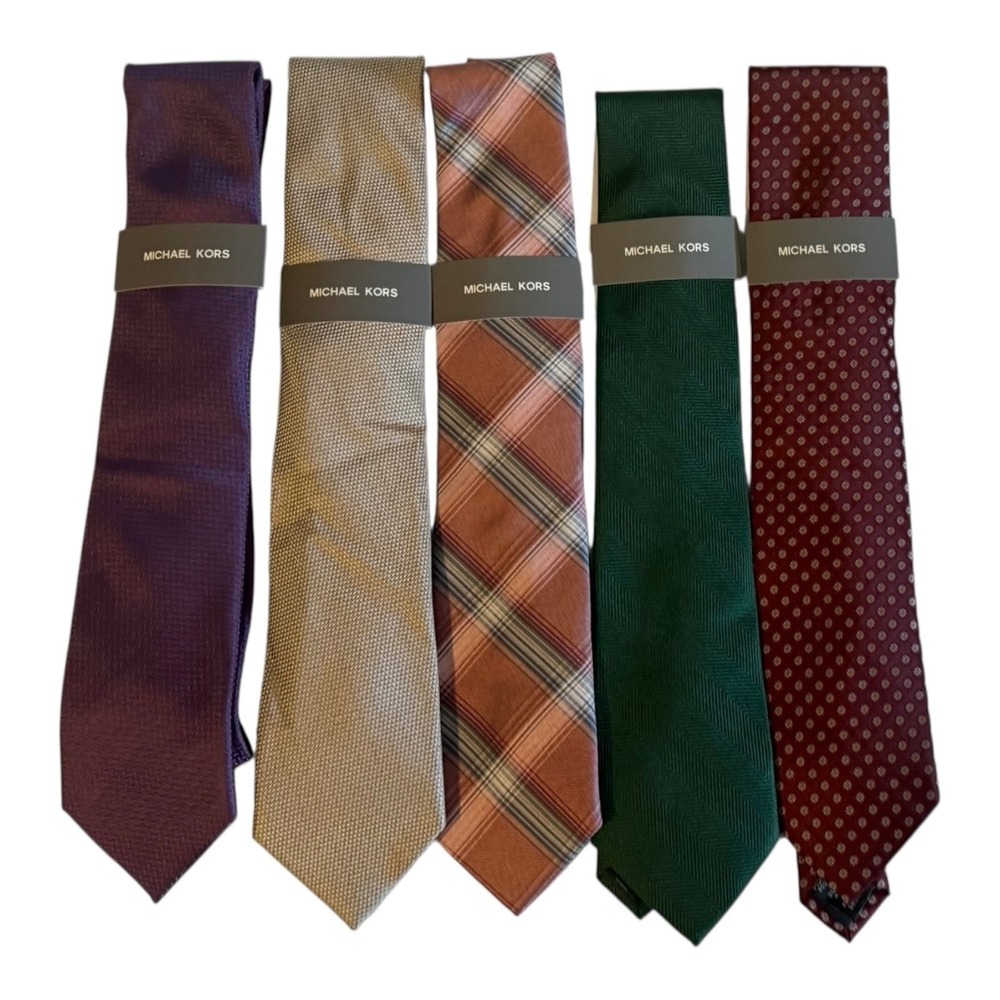 Michael Kors Necktie Lot of 5 Mens One Size Ties Various Colors and Patterns New